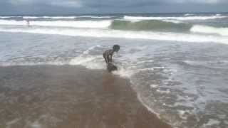 preview picture of video 'Mini-DreadMon Skimboards at Amelia Island Beach!'
