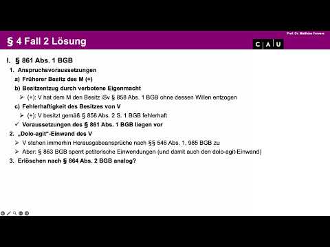 Examenskurs Mobiliarsachenrecht – Folge 04 (§ 863 BGB; Besitzschutz nach § 1007 BGB)