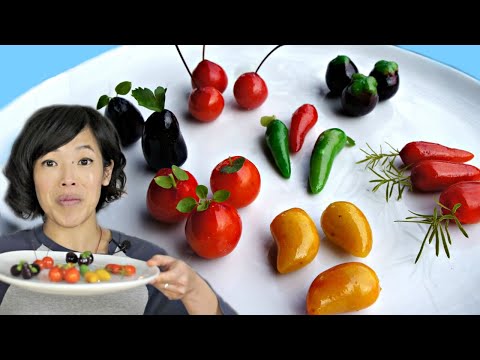 DIY Thai Khanom Luk Chup -- TINY fruit-shaped desserts made from MUNG BEAN PASTE