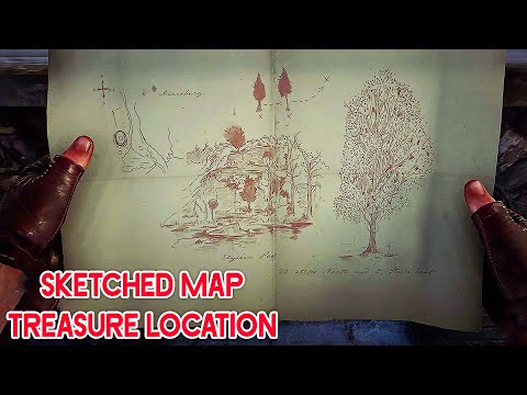 Sketched Map Treasure Location (Elysian Pool Gold Bar) - Red Dead Redemption 2