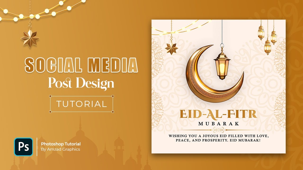 Eid Mubarak Social Media Post Design in Photoshop | Photoshop Tutorial