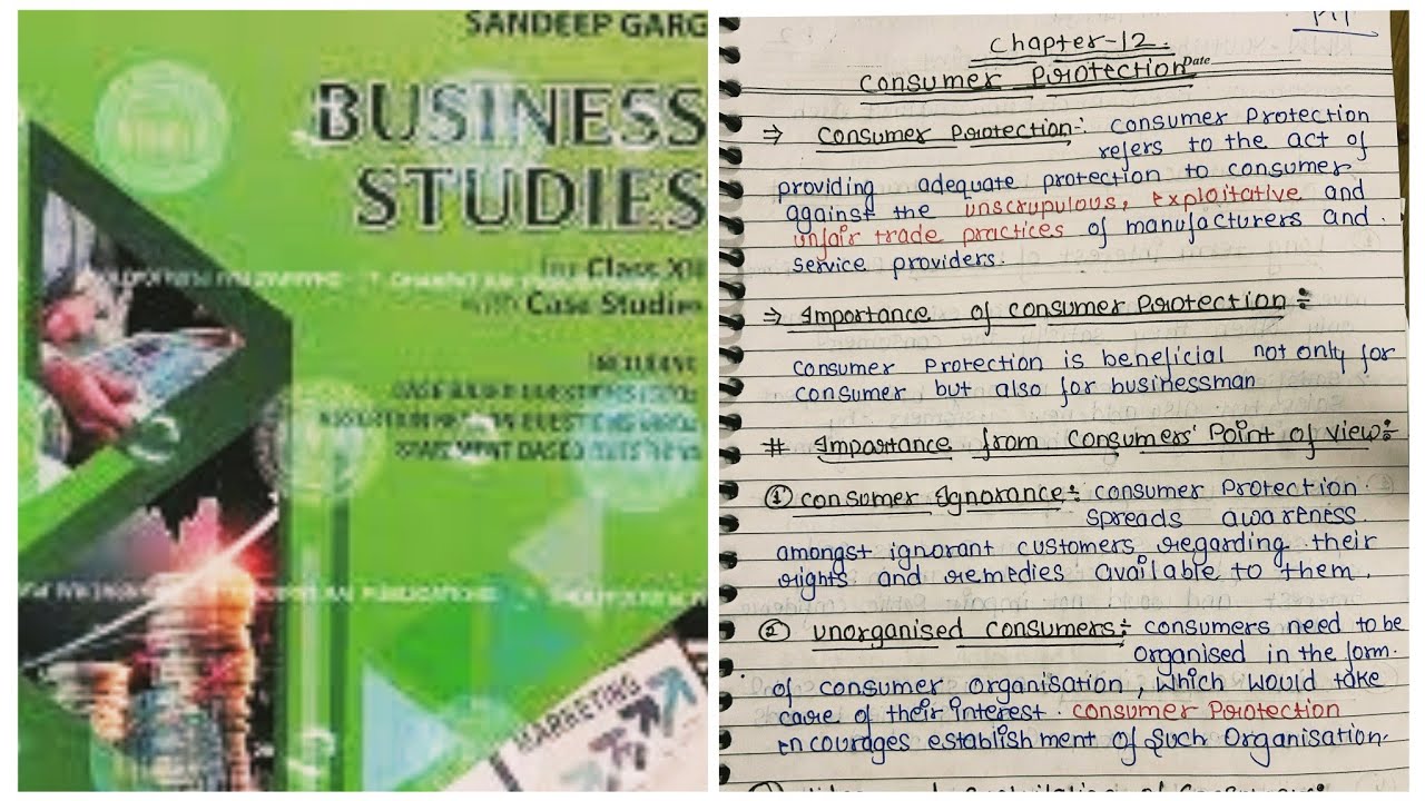 Notes For Class 12 Business Studies Chapter 12 Consumer Protection.(2025-2026)