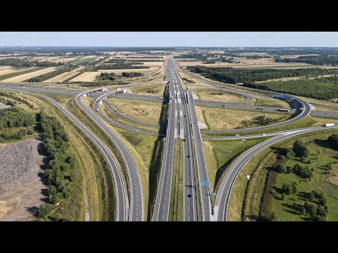 A1/A2 Węzeł "Łódź Północ" z drona. 4k Ultra Hd