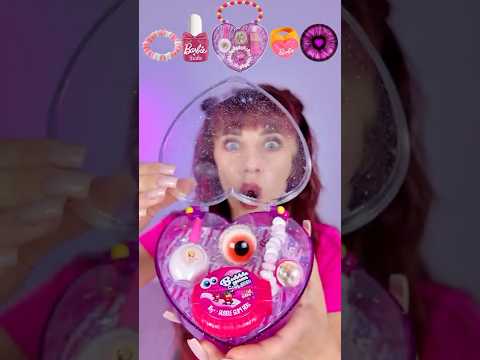 ASMR Barbie Candy Box Eating Pink Candy  #mukbang #eating#barbie