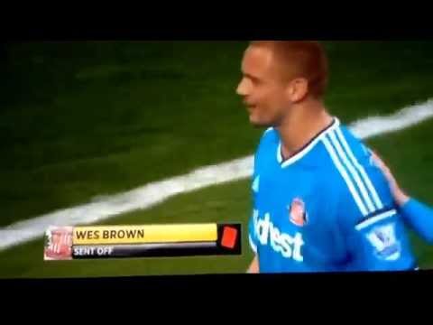 Wes brown gets sent off instead of oshea 2-0 Man united HD