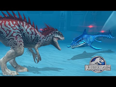 INDOMINUS REX VS THE GIANT SHARK MOSASAURUS - AQUATIC TOURNAMENT || JURASSIC WORLD THE GAME