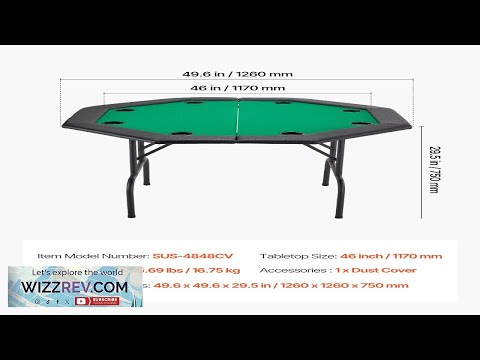 48 in Octagonal Folding Poker Table Foldable 8 Player Casino Texas Holdem Review