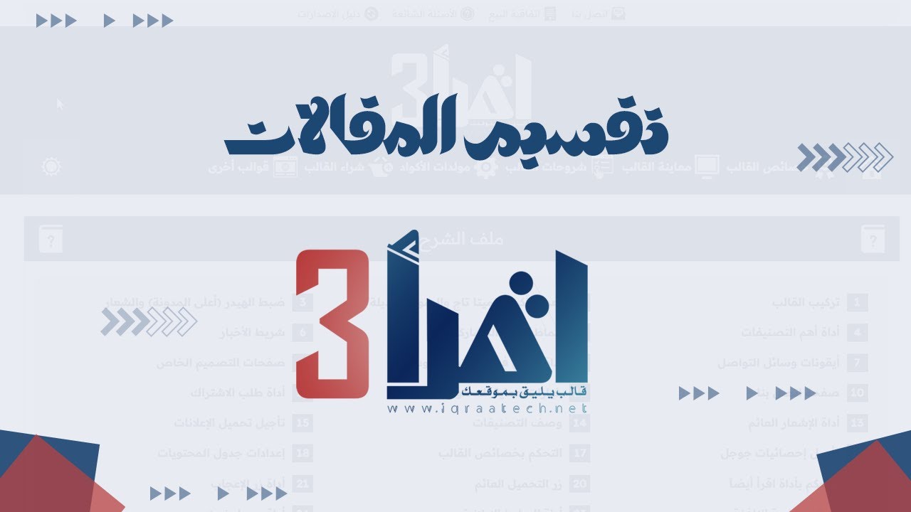 غلاف فيديو تقسيم المقالات والصفحات لعدة صفحات