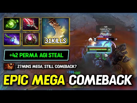 EPIC MEGACREEP COMEBACK Slark 31Kills With 42Perma AGI Steal 100% Show no Mercy 7.37d DotA 2