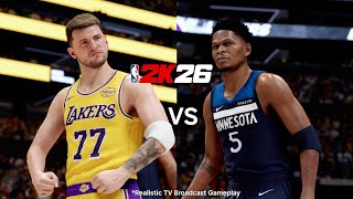NBA 2K26 | Luka's Revenge Tour! Lakers vs Wolves | Realistic TV Broadcast Gameplay