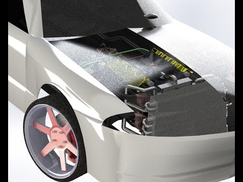 Nissan Skyline R32  V6 engine twin turbo with intercooler and ATL fuel cell | Solidworks