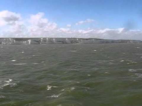 white cliffs of dover seen from sea france
