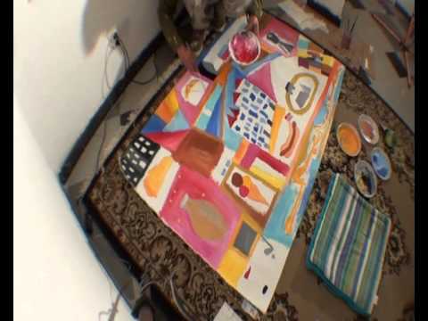 Painting in studio with Evgen Čopi Gorišek