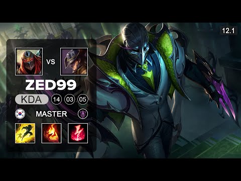ZED99 Zed Mid vs Twisted Fate - KR Master - Season 12 Patch 12.1