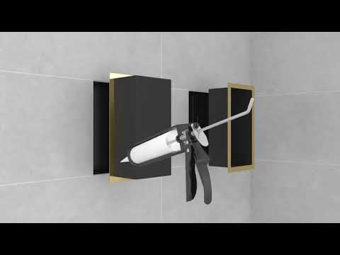 Hansgrohe XtraStoris Individual - Výklenek do stěny s designovým rámem, 300x150x100 mm, matná bílá/leštěný vzhled zlata 56096990