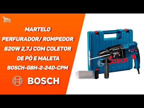 Martelo Rompedor GBH 2-24 D 820W 220V em Maleta BOSCH-06112A02D2-000 - Video