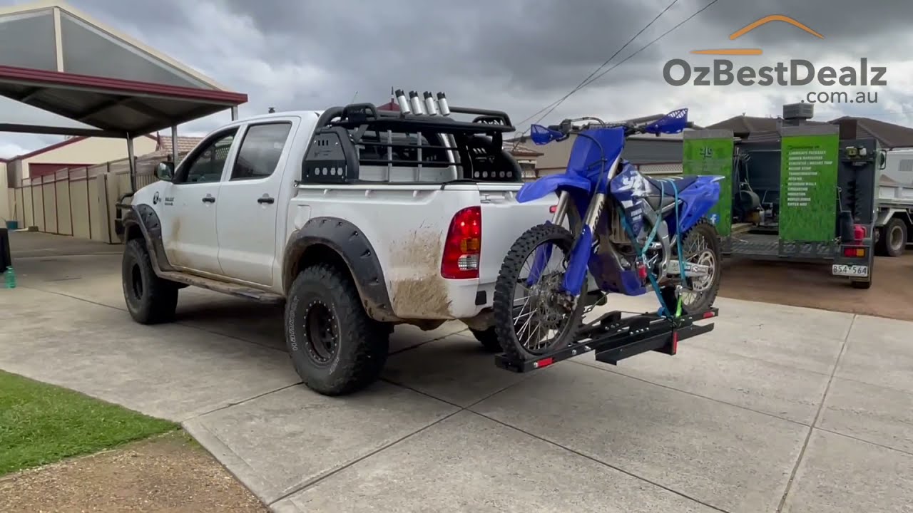 Watch video Motorcycle Motorbike DirtBike Hitch Rack Tow Bar How to Installation Demonstration Now Motorcycle Motorbike DirtBike Hitch Rack Tow Bar How to Installation Demonstration