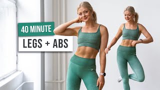 40 MIN LEAN LEGS AND TONED ABS Workout - No Equipment, No Repeat, Low Impact Home Workout
