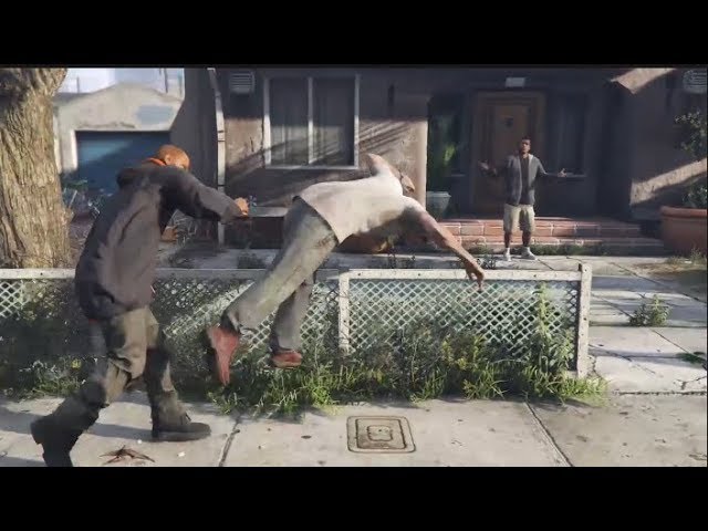 Gta 5 Glitch Trevor Gets Punched By Random Guy During A Cutscene