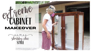 Antique Cabinet Makeover ~ Shabby Chic Style Cabinet ~ Painted Furniture ~ Furniture Makeover
