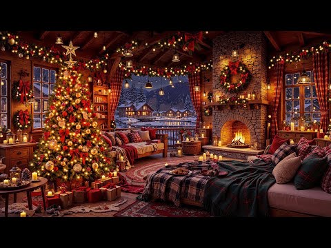 Peaceful Christmas Jazz Ambience 🎄 Warm Porch Fire Pit Sounds for Stress Relief & Deep Relaxation