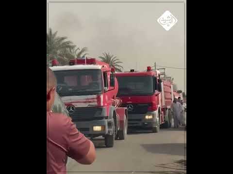 فيديو | إخماد حريق اندلع بمخلفات للحنطة في قضاء المشخاب بالنجف