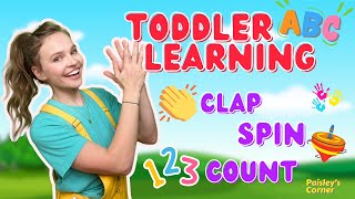 Learn to Talk for Toddlers - First Words & Body Parts | Toddler Learning - Clap, Spin, Count & More