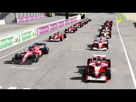 Ferrari F1 2022 vs 2000 - 2010 Ferrari F1 Cars - Le Mans 24h Circuit