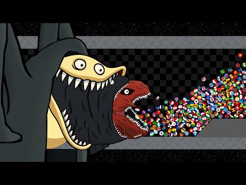 Escape from The Monsters - Bloop, Sea Eater, Hungry Worm... - Countries Marble Race  in Algodoo