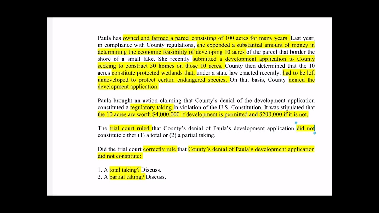 Issue Spot Constitutional Law - Eminent Domain
