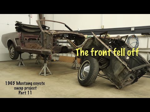 Cutting the front end and floor off of the Mustang project part 11