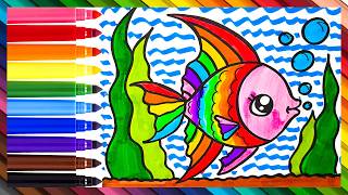 Desenhar e Colorir um Peixe 🐠🌈 Desenhos para Crianças