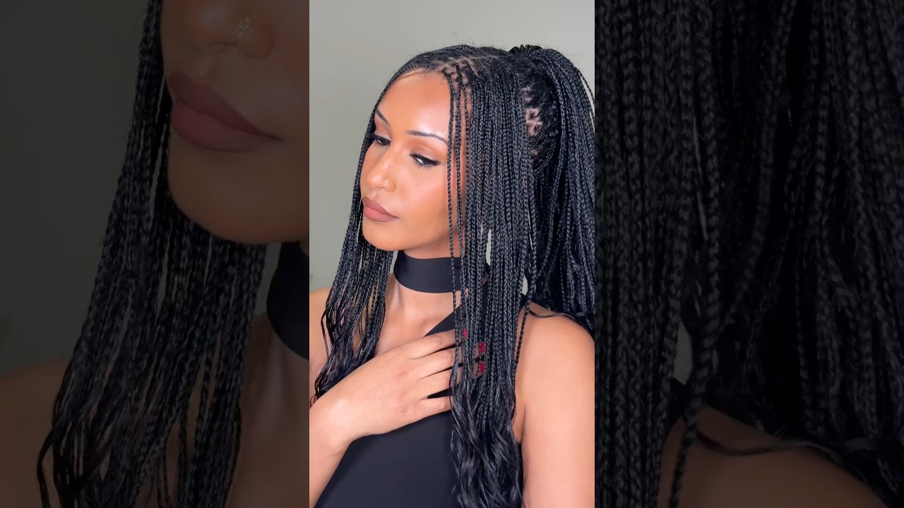 Mini braid hairstyles 🤎 3 in 1! #microbraids #hairstyles #braidedhairstyles
