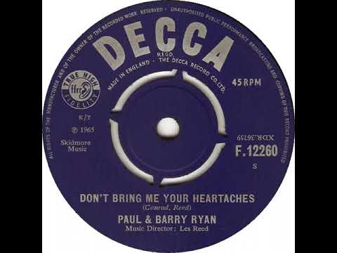 UK New Entry 1965 (293) Paul & Barry Ryan - Don't Bring Me Your Heartaches