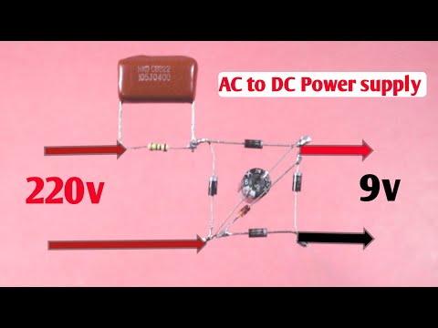 how to make 9v power  supply without transformer.electronic project.