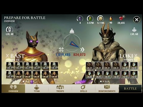 Bast vs lvl 60 Loki, dawn of titans