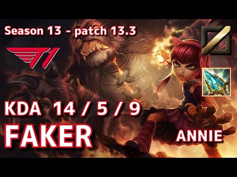 【KRサーバー/GM】T1 Faker アニー(Annie) VS ライズ(Ryze) MID - Patch13.3 KR Ranked【LoL】
