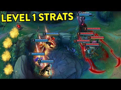CRAZIEST LEVEL 1 STRATS (Sion 5 Man Q, Full Team Flash Invade...)