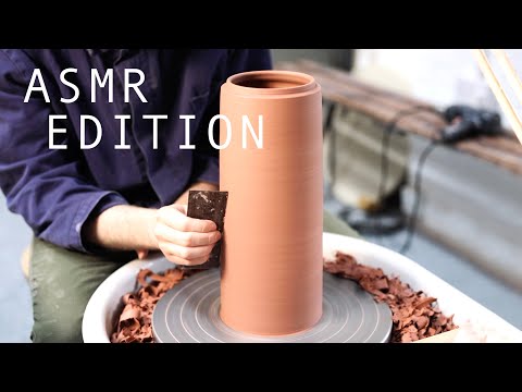 Trimming a Large Cylindrical Lidded Jar  — ASMR edition