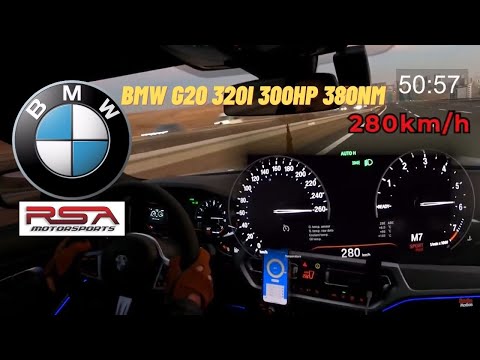 BMW G20 320i 300hp 380nm RSA Tuned 0-280 kmh on Autobahn Top Speed Run *Launch Control* How Fast