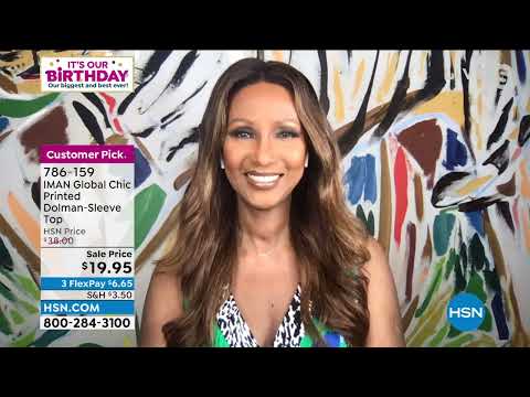 IMAN Global Chic Printed DolmanSleeve Top