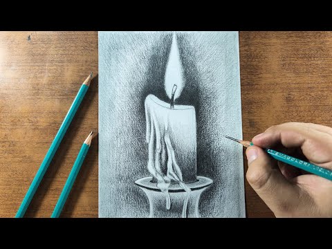How to Draw a CANDLE with Pencil - Step by Step (Easy ...