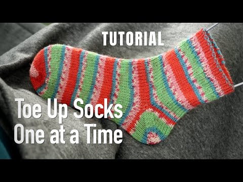 TOE UP SOCK knitting TUTORIAL // Fast and Easy Socks | ONE AT A TIME on 9 inch knitting needles
