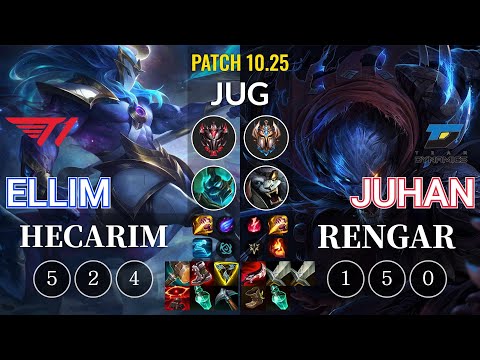 T1 Ellim Hecarim vs DYN Juhan Rengar Jungle - KR Patch 10.25