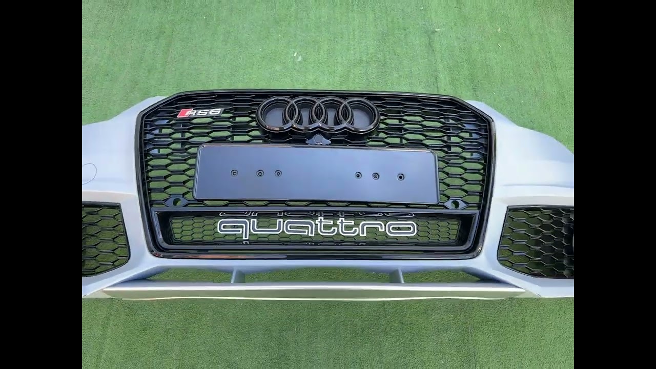 Audi A6 C7 2011-2017 гг. Передний бампер с черной решеткой RS6-Style (2014–2017) Video 1