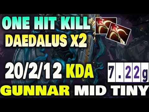 GUNNAR MID TINY ONE HIT KILL | Dota2 7.22