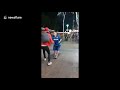 Moment Brazen Magaluf Street Vendor Knocks Out Tourist