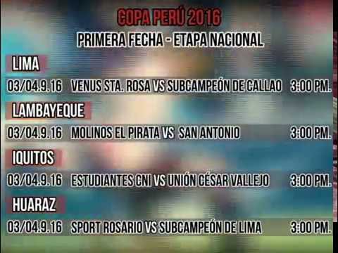 Copa Perú 2016: Primera fecha de la Etapa Nacional