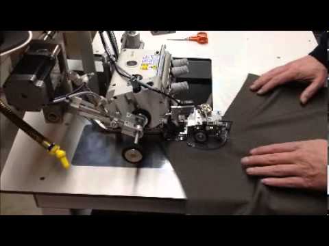 Dedicated work station for overcasting the middle seam of trousers EWS 6600 ASS video