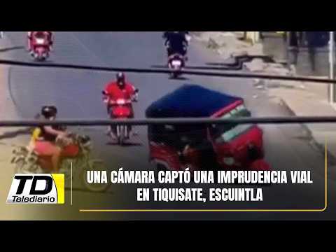 Una cámara captó una imprudencia vial en Tiquisate, Escuintla